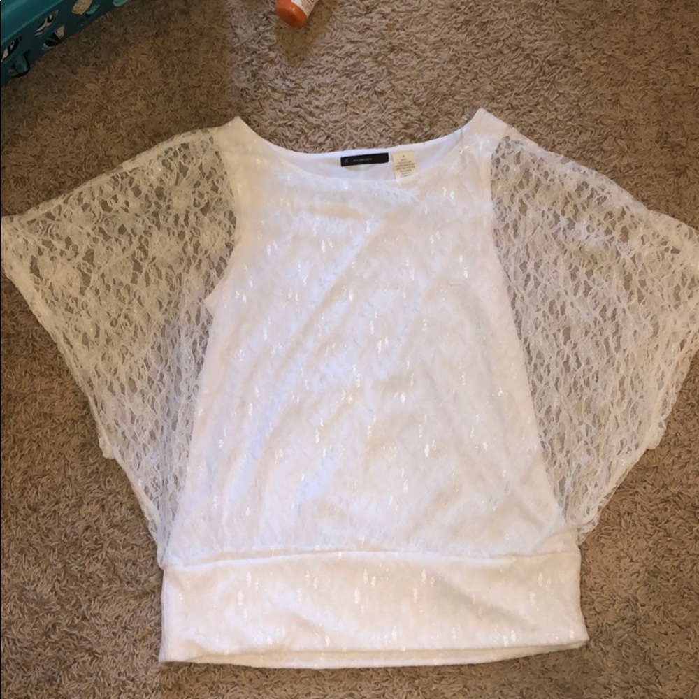 New Directions white lace blouse, size small